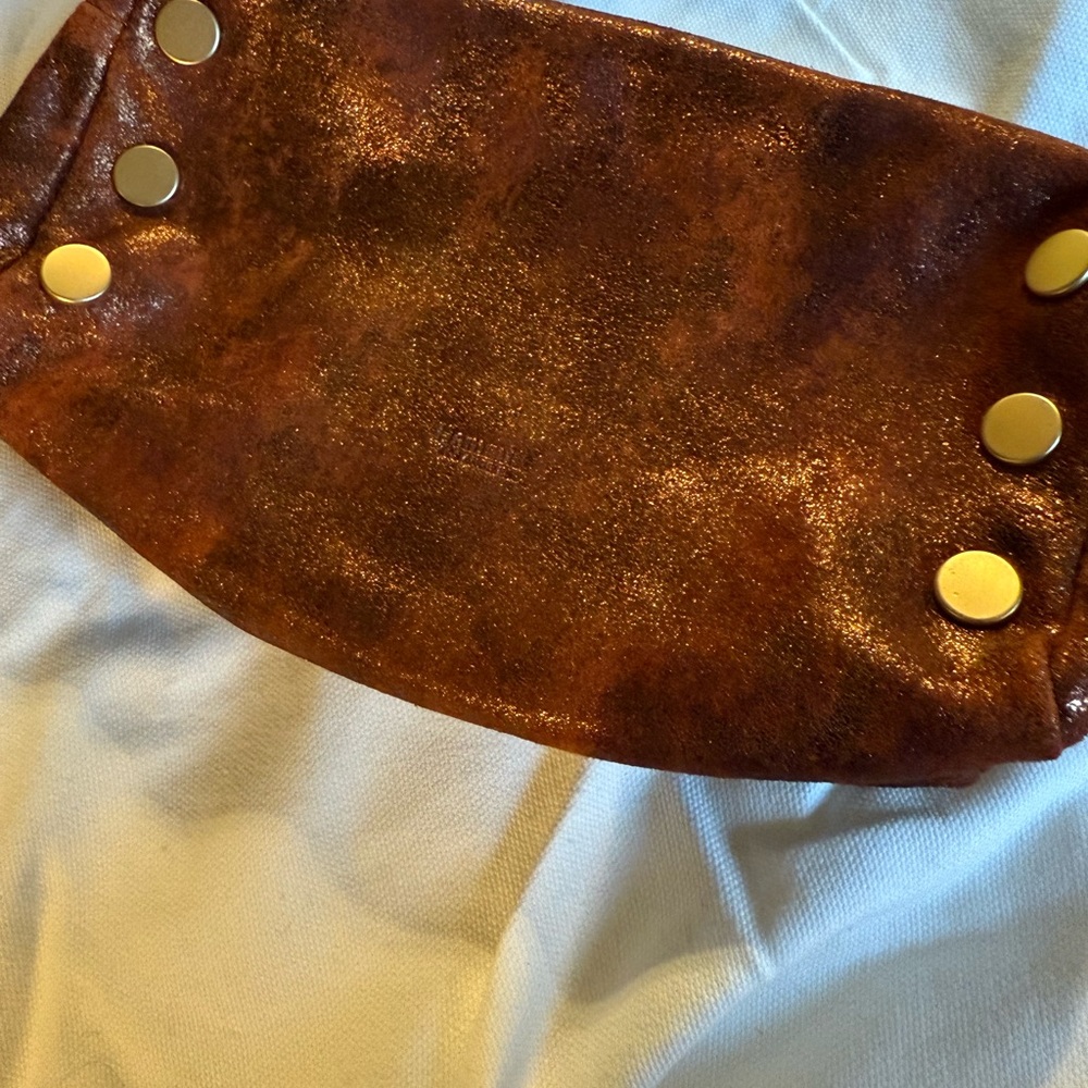 Hammitt Metallic Brown Clutch with Gold Accents
